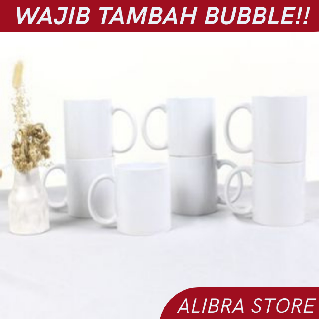 Mug Putih Import 11 Oz (Gelas Polos Coating Sublim Sablon Custom Siap Press) TANPA GAMBAR GROSIR