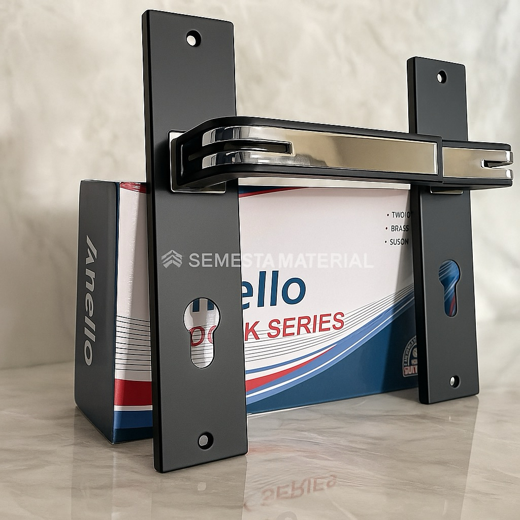 Kunci Pintu Besar Anello Hitam Minimalis | Kunci Handle Kamar Minimalis Hitam Mewah | Handle Pintu H