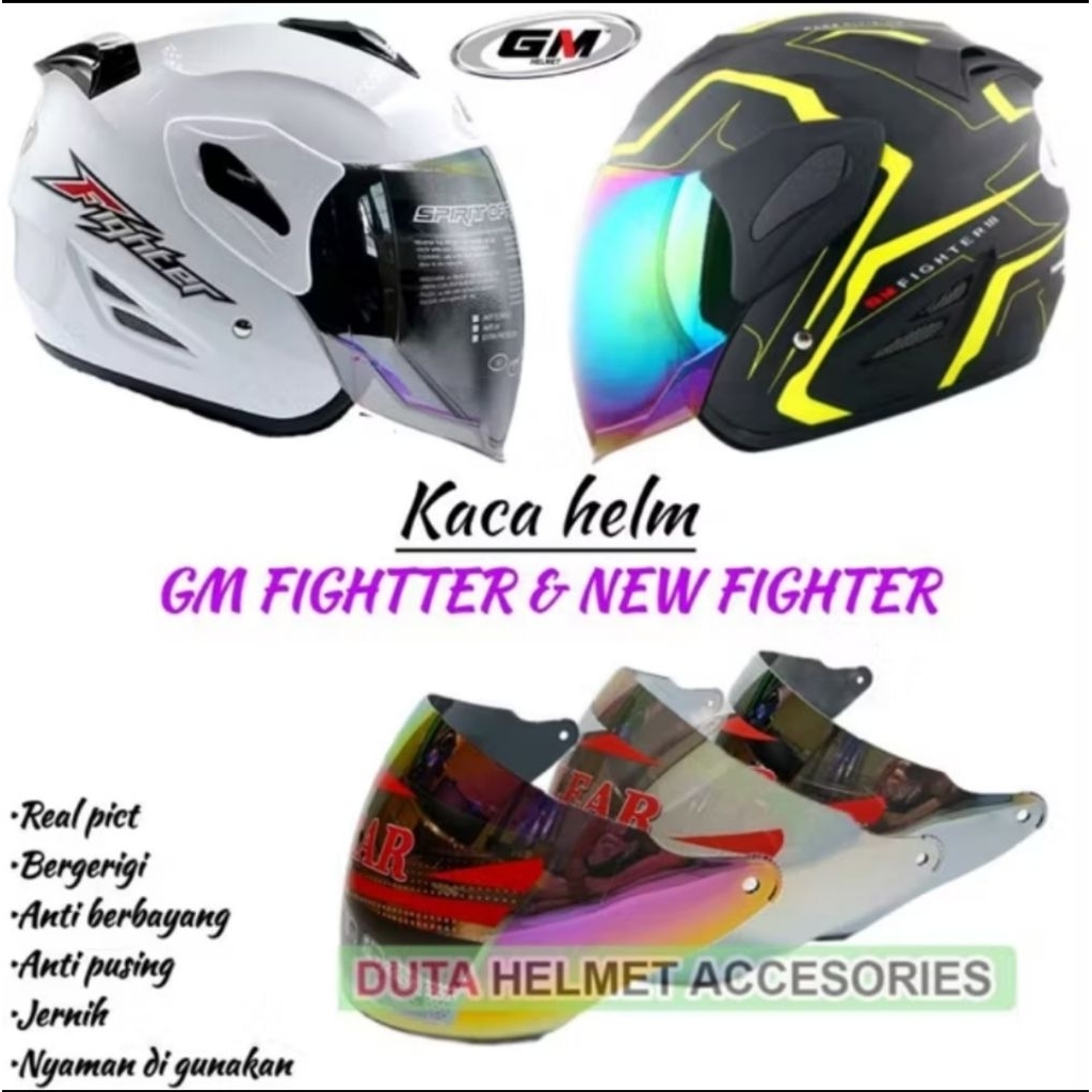 kaca helm gm figther/kaca helm gm evolution/kaca helm gm half face bergerigi
