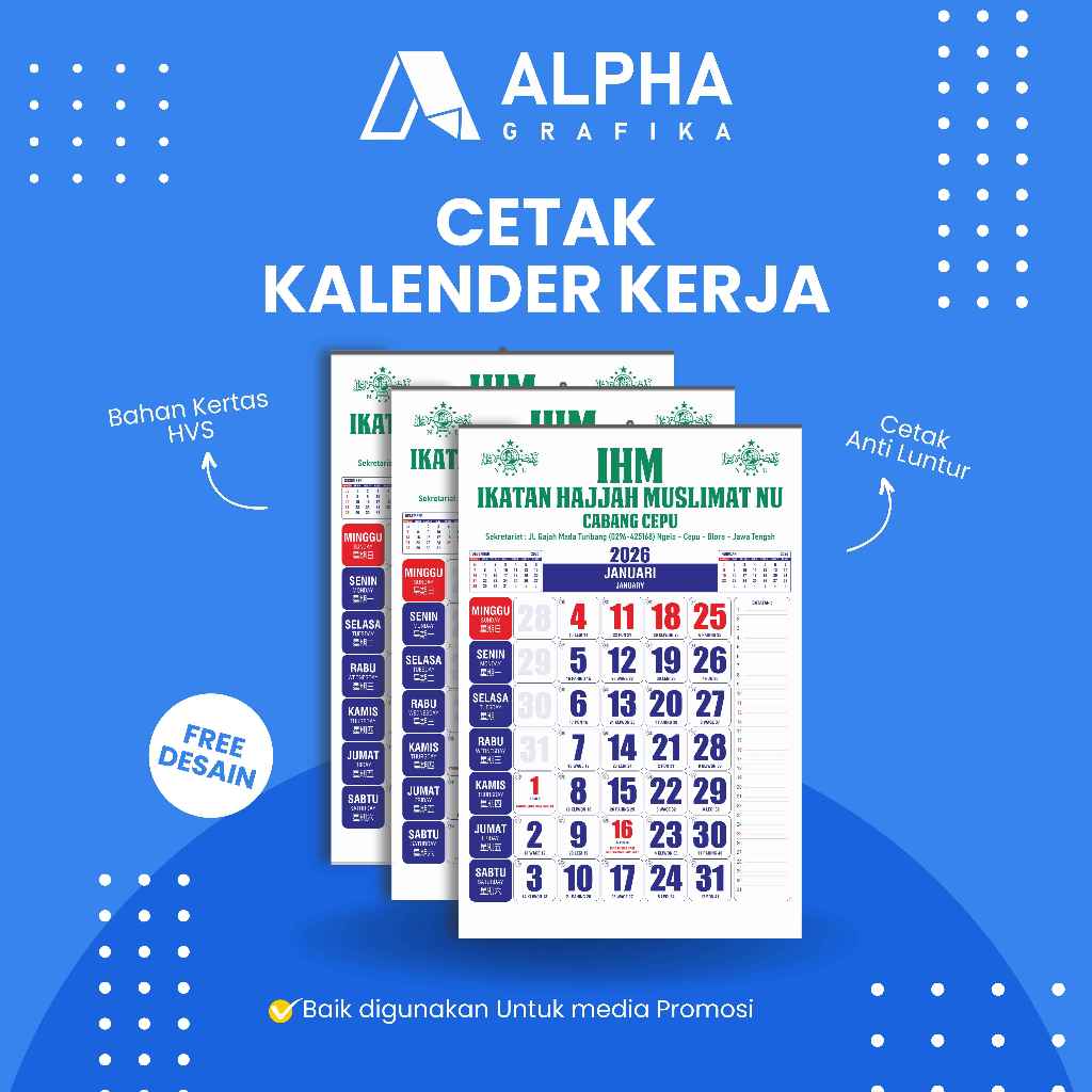 

Kalender 2026 Termurah | 12 Lembar | Termurah | Percetakan Langsung Pabrik | GRATIS SABLON IKLAN