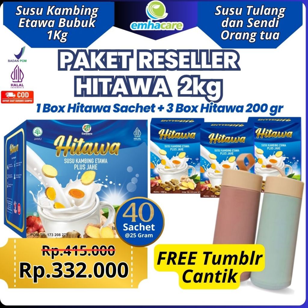 

[GRATIS TUMBLR CANTIK]Paket Reseller Susu Hitawa 2KG Kambing Etawa Plus Jahe Untuk Sendi Tulang Otot