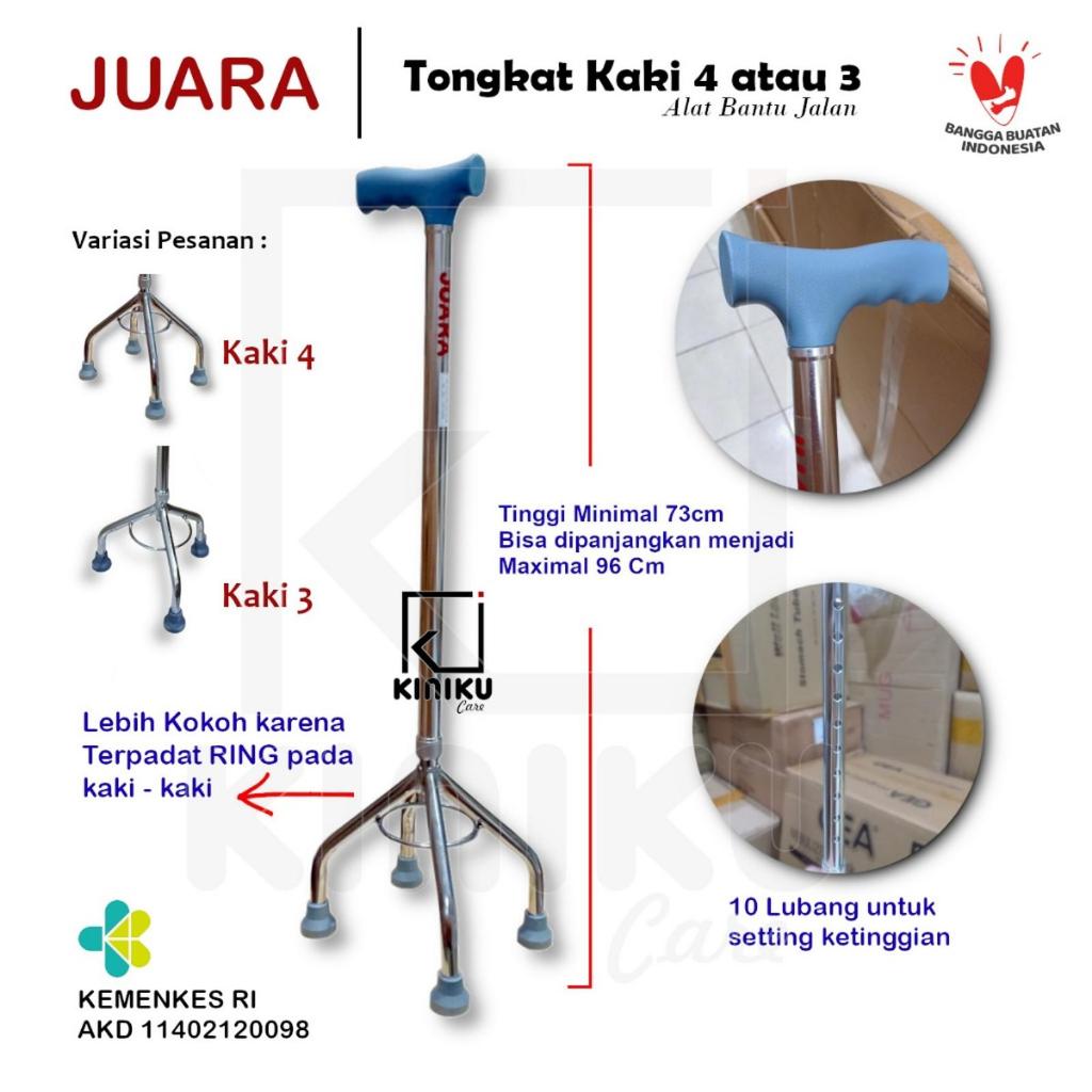 Tongkat Jalan Kaki 4 - Kaki 3 /Tongkat Jalan Orang Tua/Tongkat Jalan Stainless