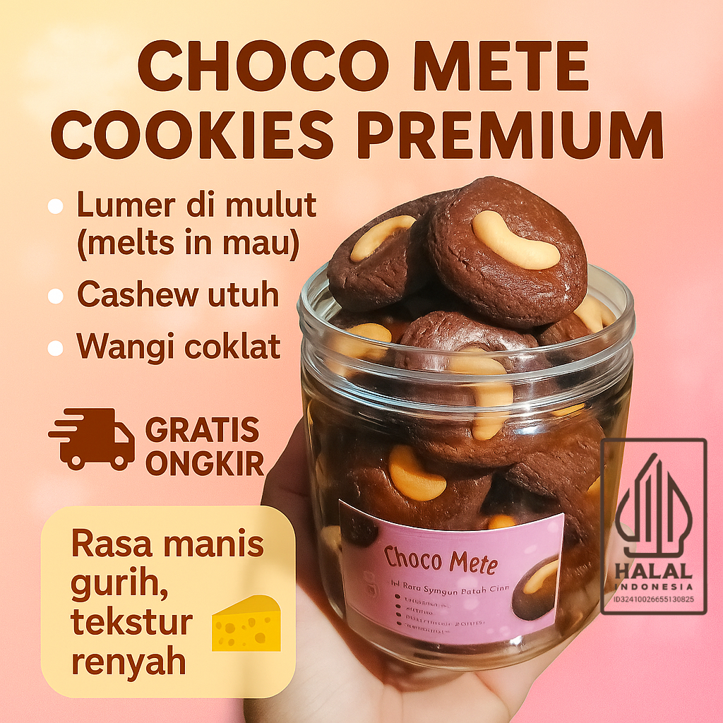 

【COD】Kue Choco Mede Premium | Rasa Gurih Manis, Renyah, dan Wangi Coklat | Kue Mede homemade