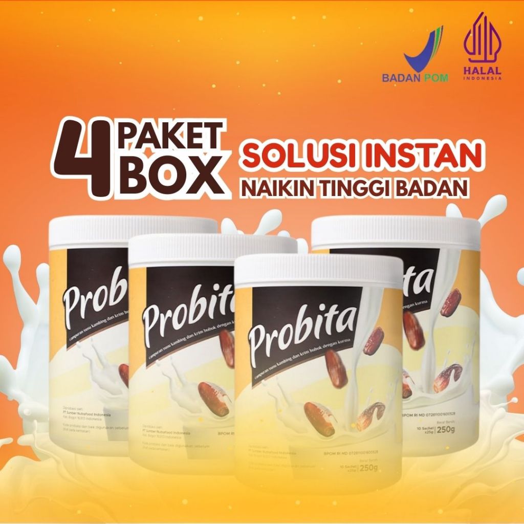 

4 Box Probita Susu Kurma Ajwa - Peninggi Badan Anak & Remaja Rendah Gula BPOM & Halal