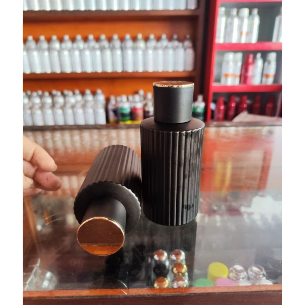 [ PER LUSIN ] Botol Parfum Black Bergaris 100ml Semi Press Botol Parfum Kosong Botol Parfum Kaca Bot