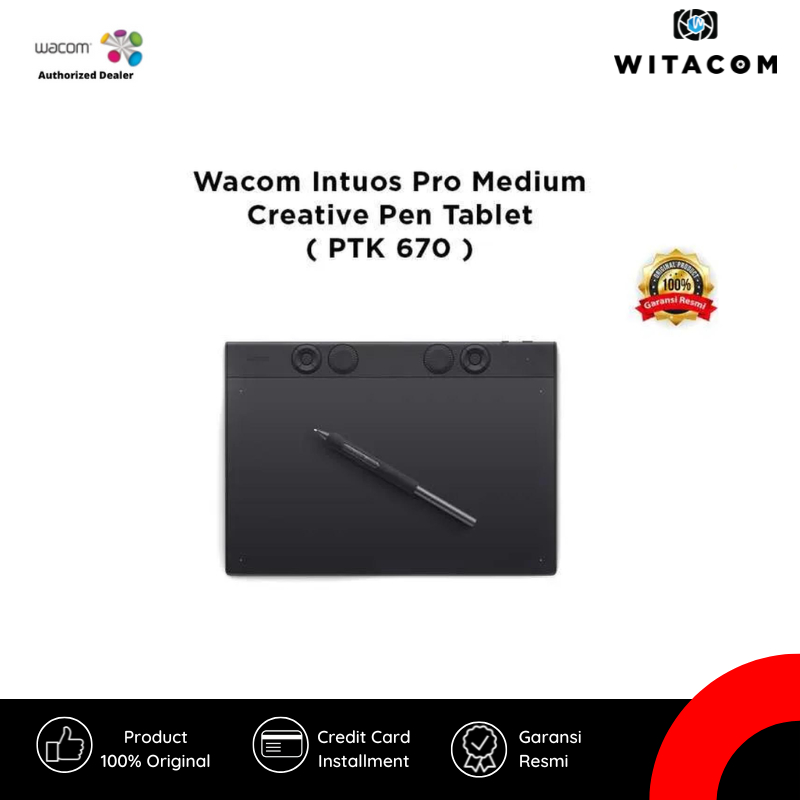 Wacom PTK 670 / PTK670 Intuos Pro Medium Creative Pen Tablet - Garansi Resmi