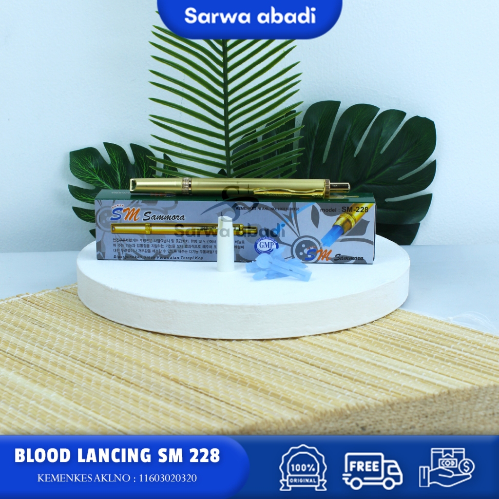 Lancing Device Gold Sammora Pena Bekam SM 228 Alat Terapi Bekam Komplit Pen Bekam Sammora Emas Ori