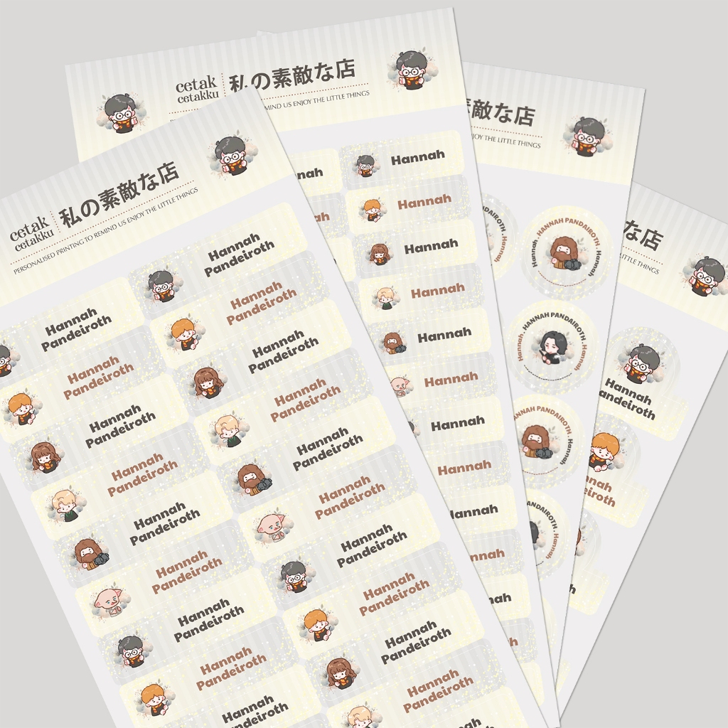 

HARRY POTTER / COMBO PACK (1 Set : 4 ukuran & 4 bentuk) - 103 pcs / LABEL & STIKER NAMA WATERPROOF