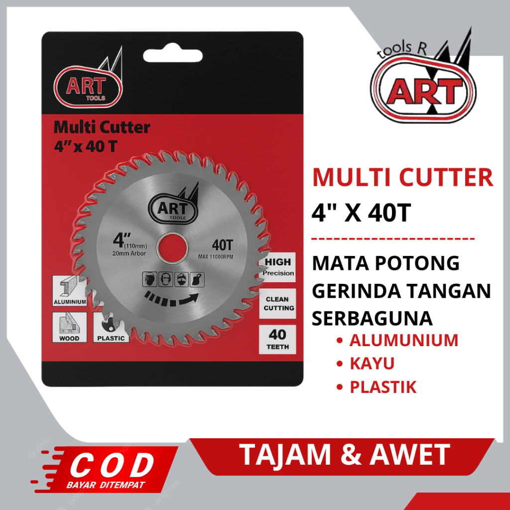 Mata Potong Kayu Multi Cutter 4 " x 40t Mata Gerinda Potong Kayu Alumunium Plastik SERBAGUNA ART