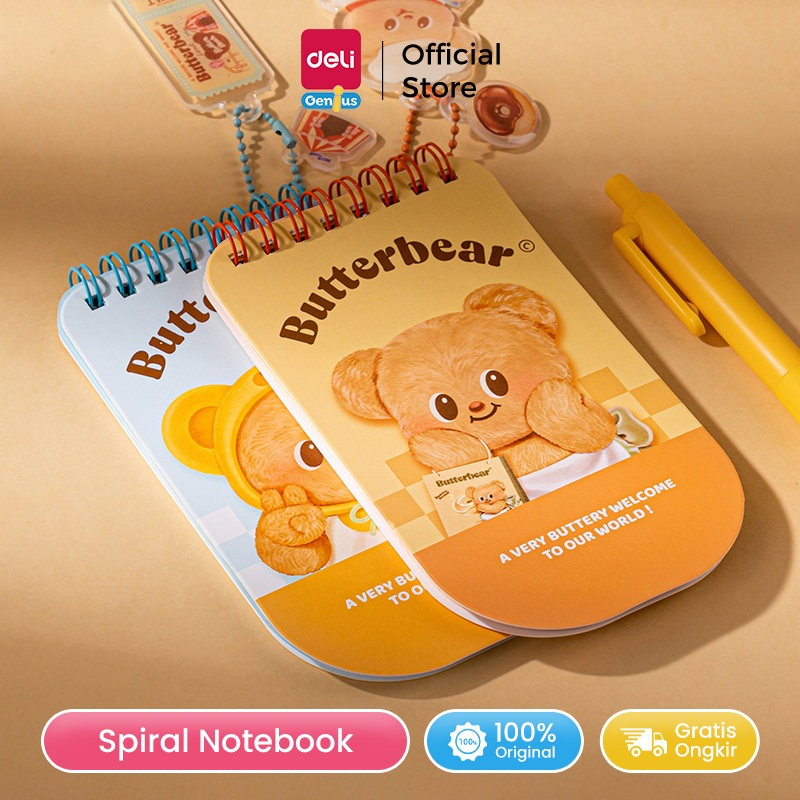 

Deli x Butterbear Spiral Notebook / Buku Tulis Buku Catatan Spiral Mini Pocket Size 48 Lembar HY221