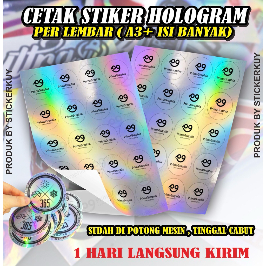 

CETAK STIKER HOLOGRAM A3+ CUSTOM DESAIN SENDIRI 1 HARI JADI