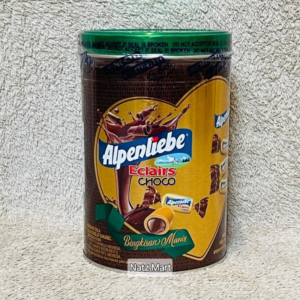 

ALPENLIEBE Choco Eclairs Tin 144 gr ( +- 40 Pcs Permen karamel Cokelat )