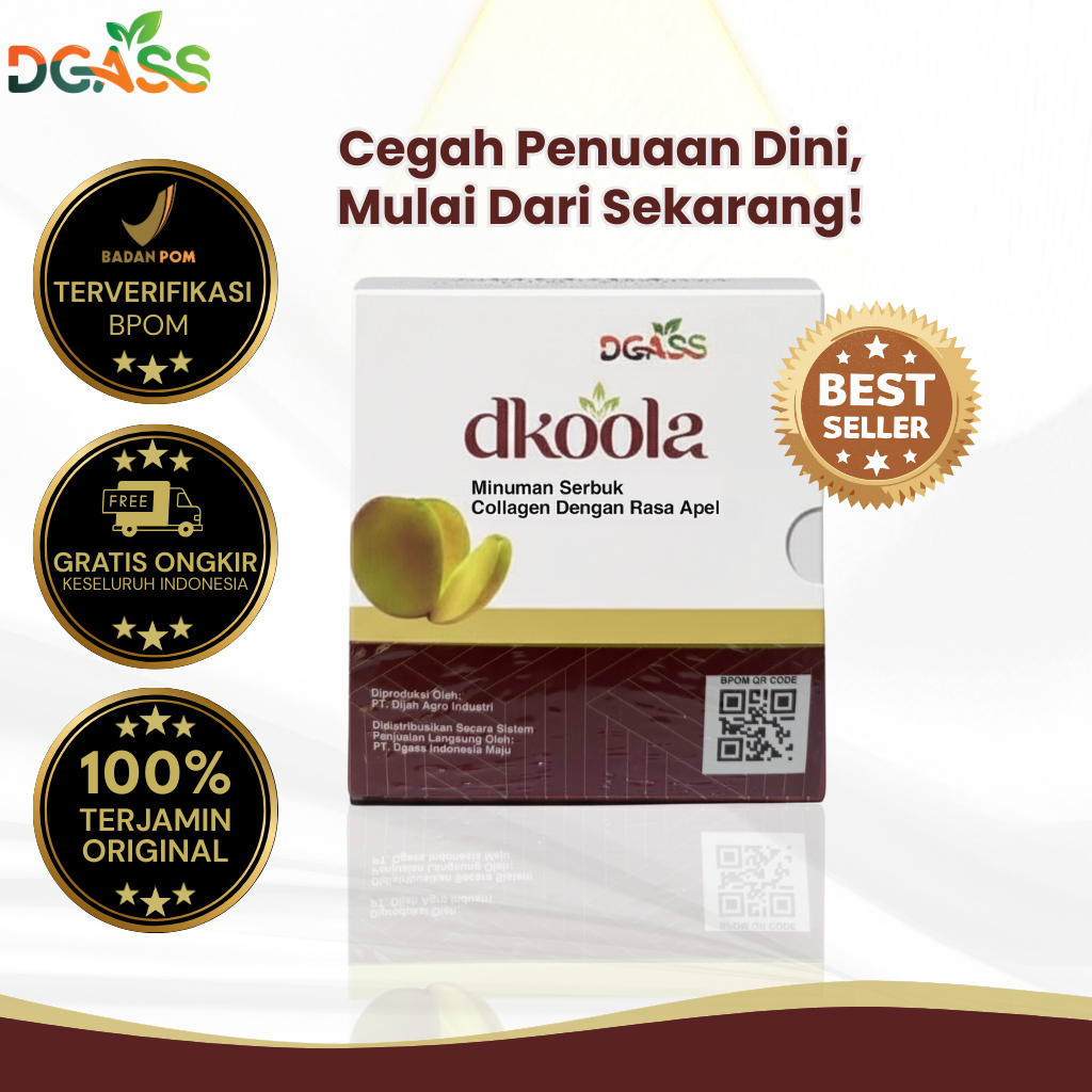 Dkoola Collagen Drink Apel | Minuman Serbuk Suplemen Alami dengan Fish Collagen 500mg & L-Glutathion