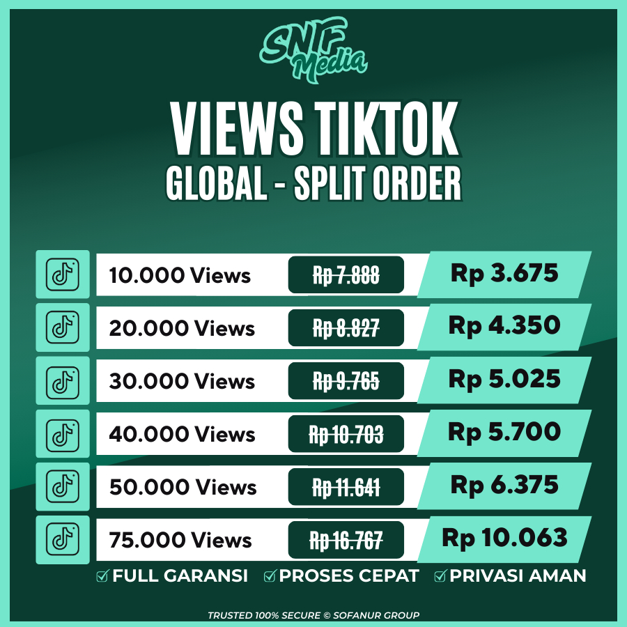 SNIF - Views Tiktok Global Split Order Views Penambah Ditonton FYP Tiktok