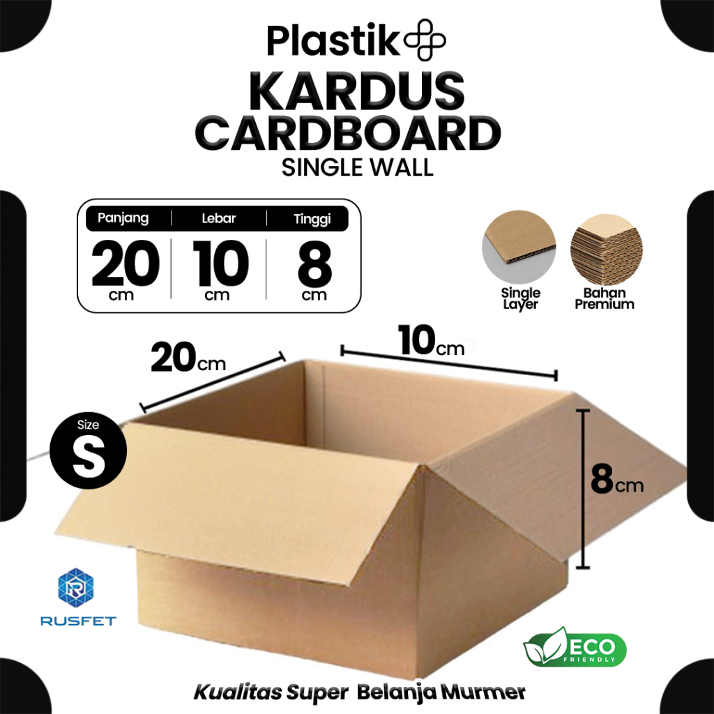 

Kardus Box Packing Dus 20 x 10 x 8CM Karton Single Layer Coklat Polos Harga Ecer Satuan - Rusfet