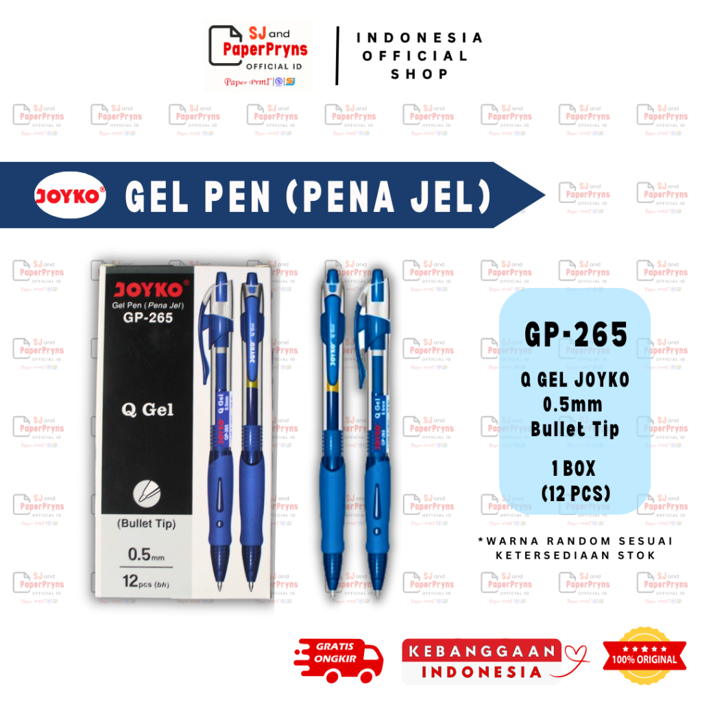 

Gel Pen Joyko Q Gel GP-265 – Ujung 0.5mm (1 BOX ISI 12 Pen)