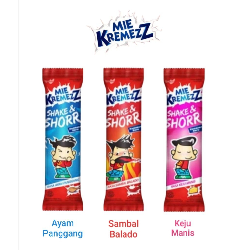 

Mie Kremezz Shorr 16gr Ayam Panggang, Sambal Balado, Keju Manis