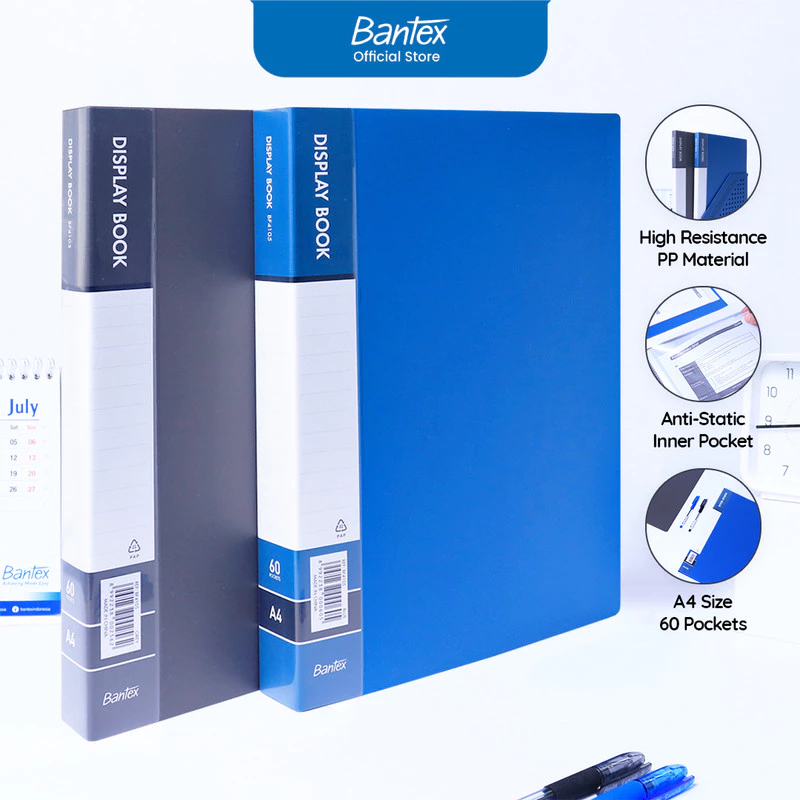 

Bantex Display Book A4 / Clear Holder 60 Pocket PP Anti-Static Warna Klasik BF4105