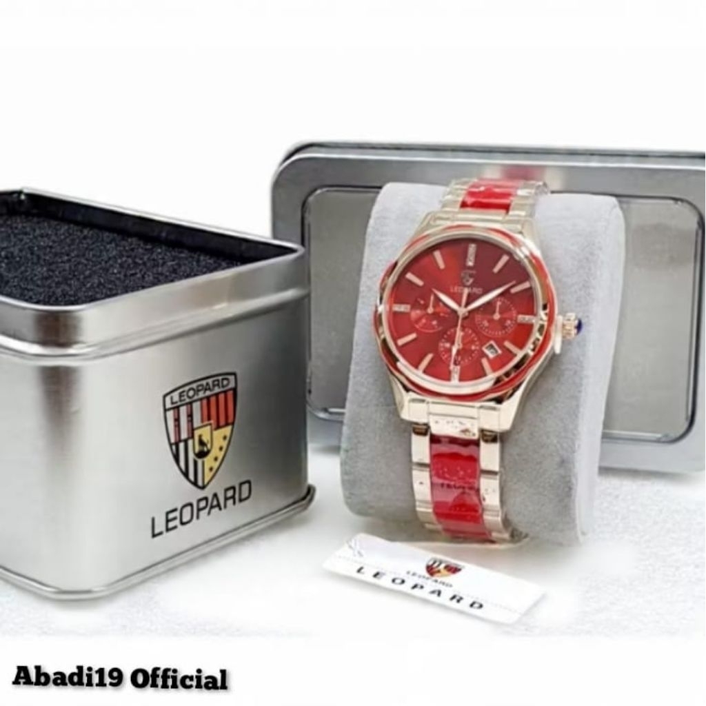 Jam Tangan Wanita Analog Leopard Original 8091 Rantai Mika Semi Keramik Free box