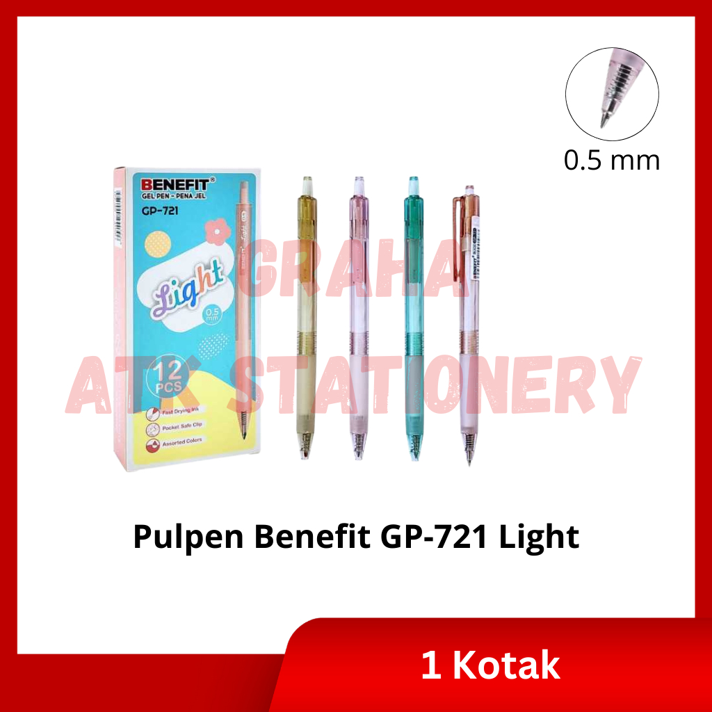 

[1 Kotak] Pulpen Benefit GP-721 Light / Gel Pen 0.5mm Benefit GP-721 Light