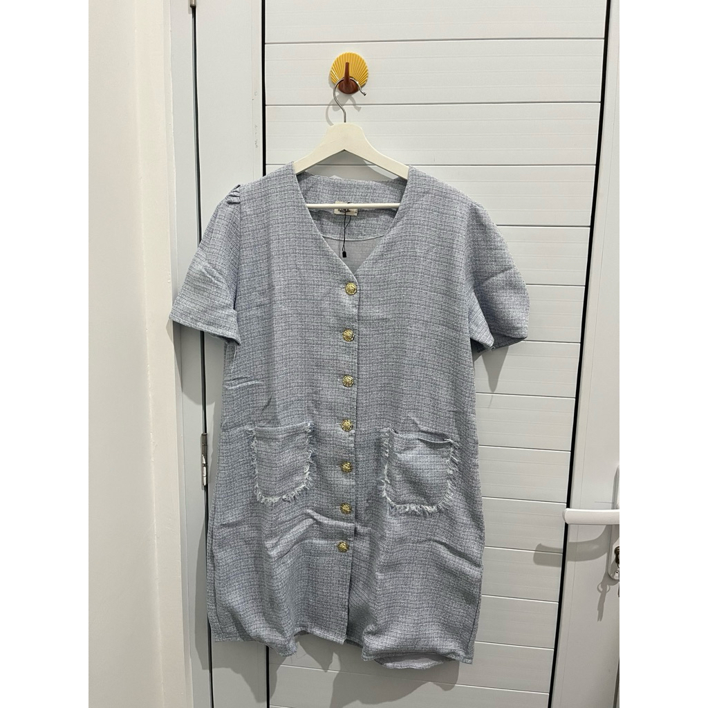 Tweed Dress Biru Preloved