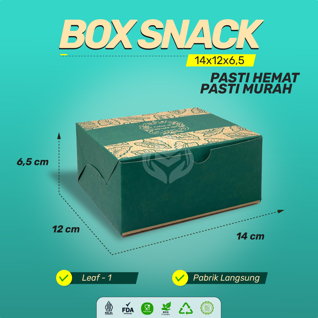 Dus Snack 12x14 Dus Kue Roti Cemilan Kotak Snack 14x12 (B1K1G-14X12X6.5)