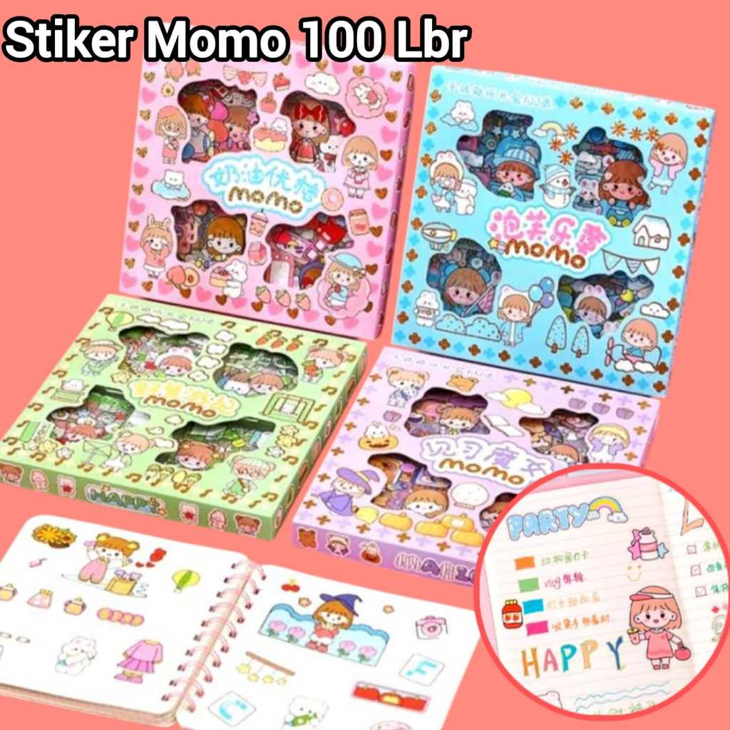 

Sticker Motif Kartun Momo 2D 100 Lembar Stiker Kartun Korea Lucu Dekorasi Handbook Anti Air Waterproof