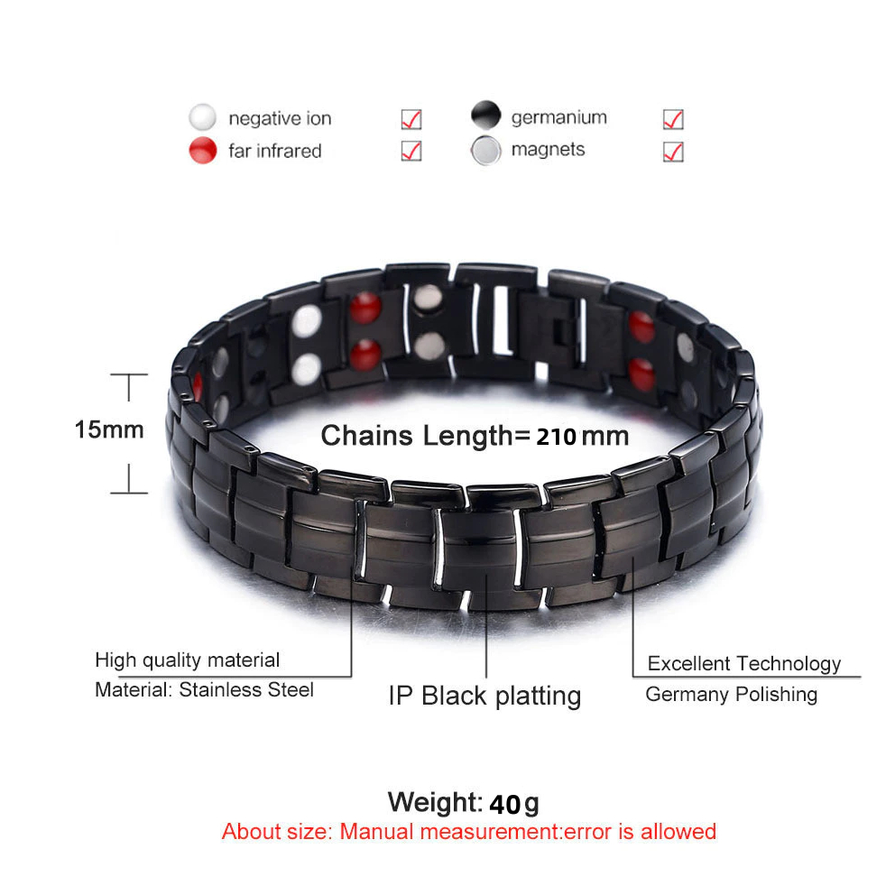 BEST DEALS GELANG MAGNET KESEHATAN TERAPI JAM TANGAN GELANG MAGNET KESEHATAN TERAPI HITAM GOLD
