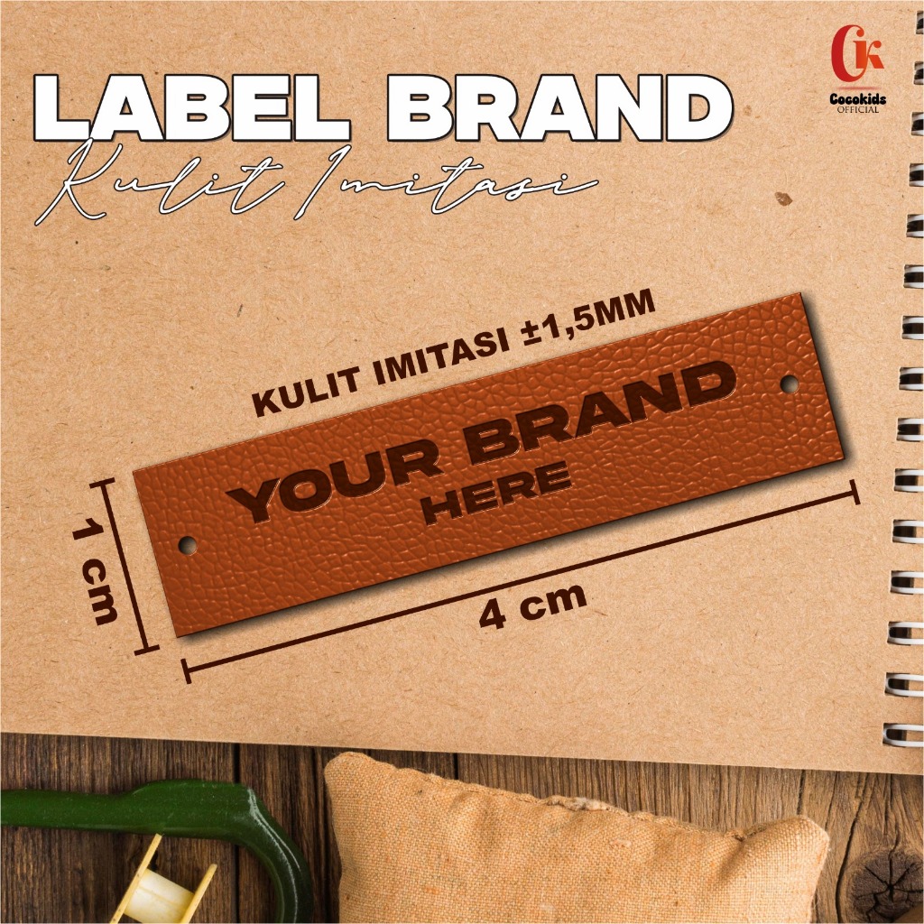 

Cetak Label Brand Bahan Kulit Imitasi - Cetak 1 Sisi Custom Logo & Nama Brand - Label Tag/Hangtag