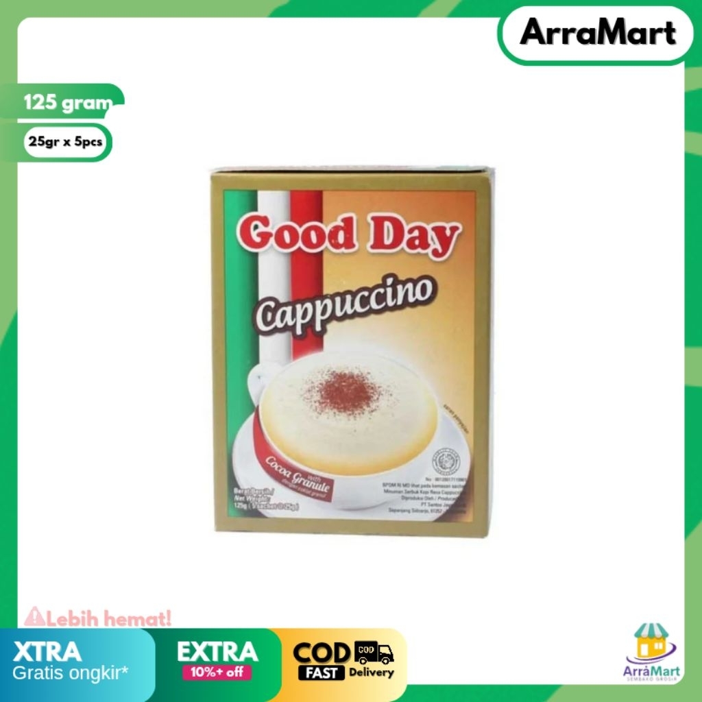 

Good Day Cappucino Coklatgranule Box 5 x 25gr 125gram 125gram