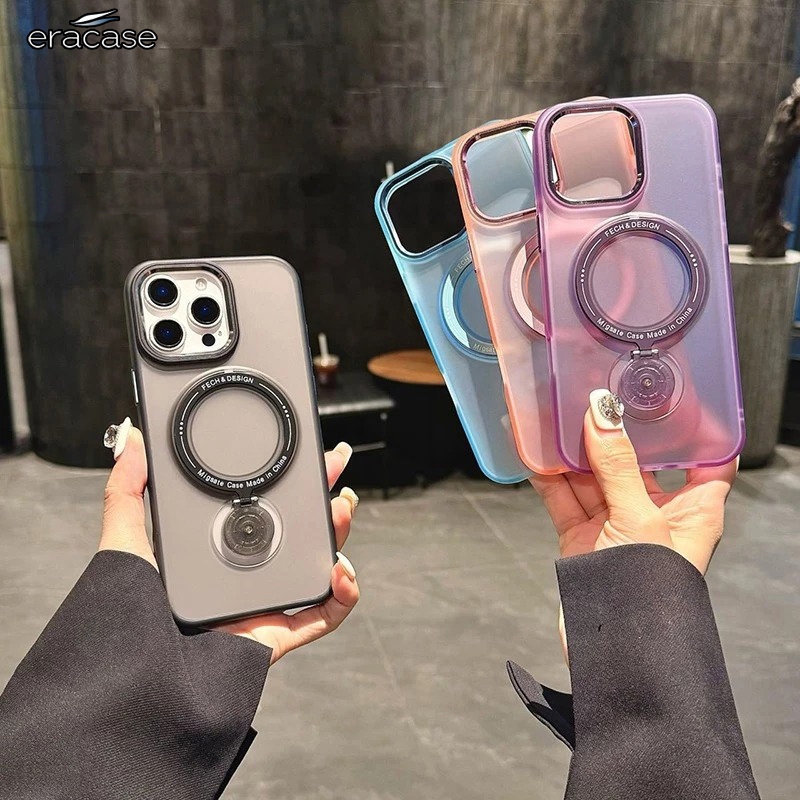 ERACASE Case Casing Magnetic Bracket Matte Folding Stand Ring Lensa Compatible For Iphone 11 12 13 1