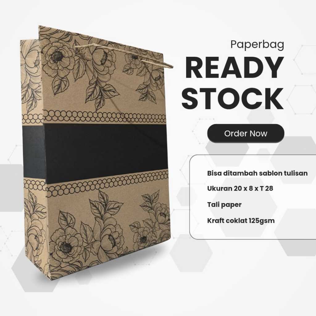 

Paperbag Ready Motif Kraft Coklat 125gsm Bisa Sablon/Tas Kertas