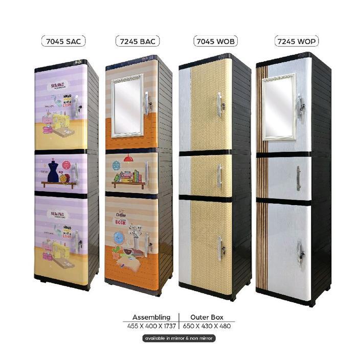 LEMARI PAKAIAN NAIBA NANDOS NEW NACASE ROUND SUSUN 4 KACA 7424