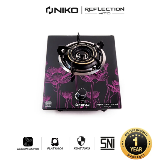 Kompor Gas Kaca 1 Tungku - NIKO Reflection HITO / 2 Tungku Kaca - NIKO Reflection Next Sakura