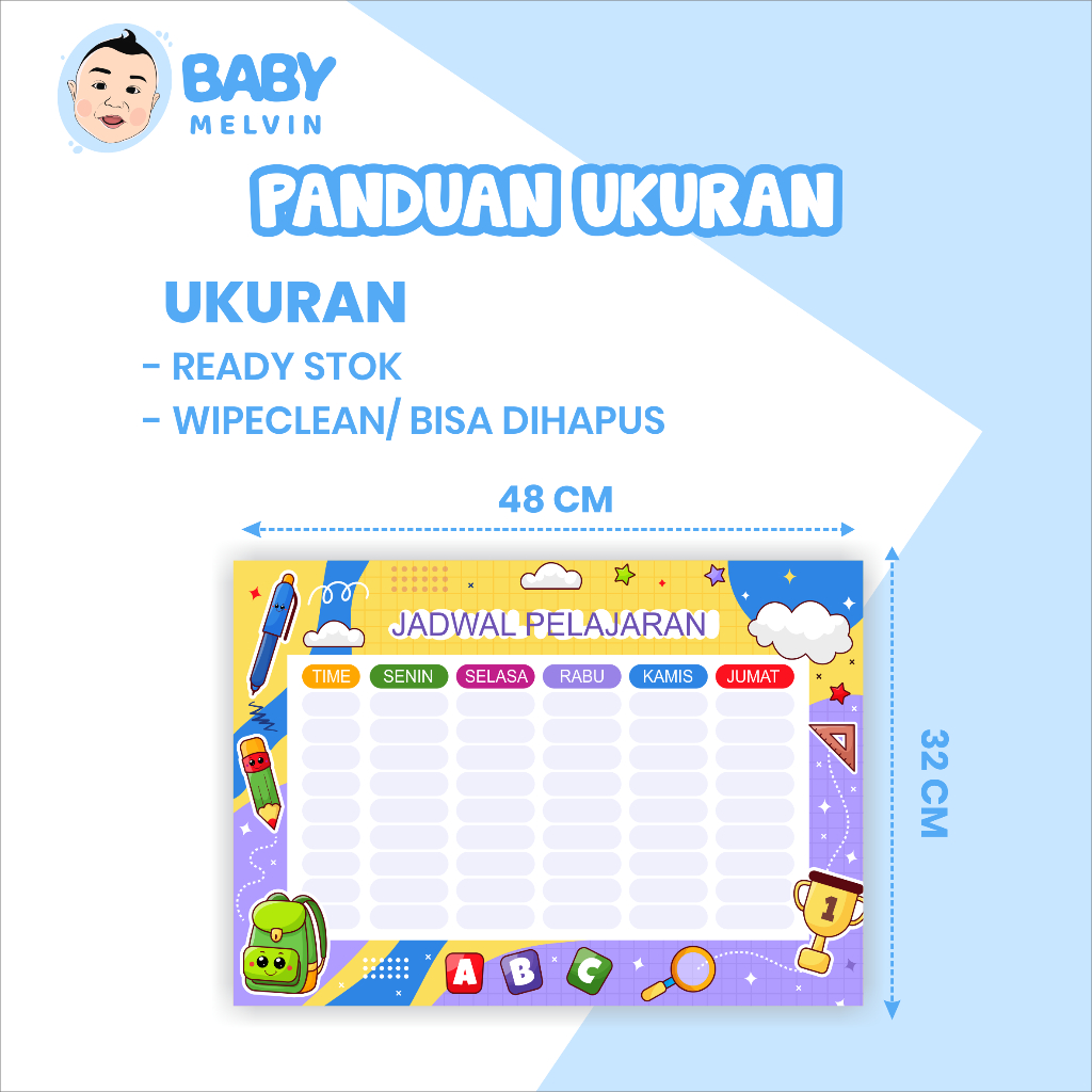 

Baby Melvin Cetak Poster Jadwal Mata Pelajaran A3 – Jadwal Mata Pelajaran Sekolah | Poster Jadwal Mapel Anak Sekolah | TK SD SMP