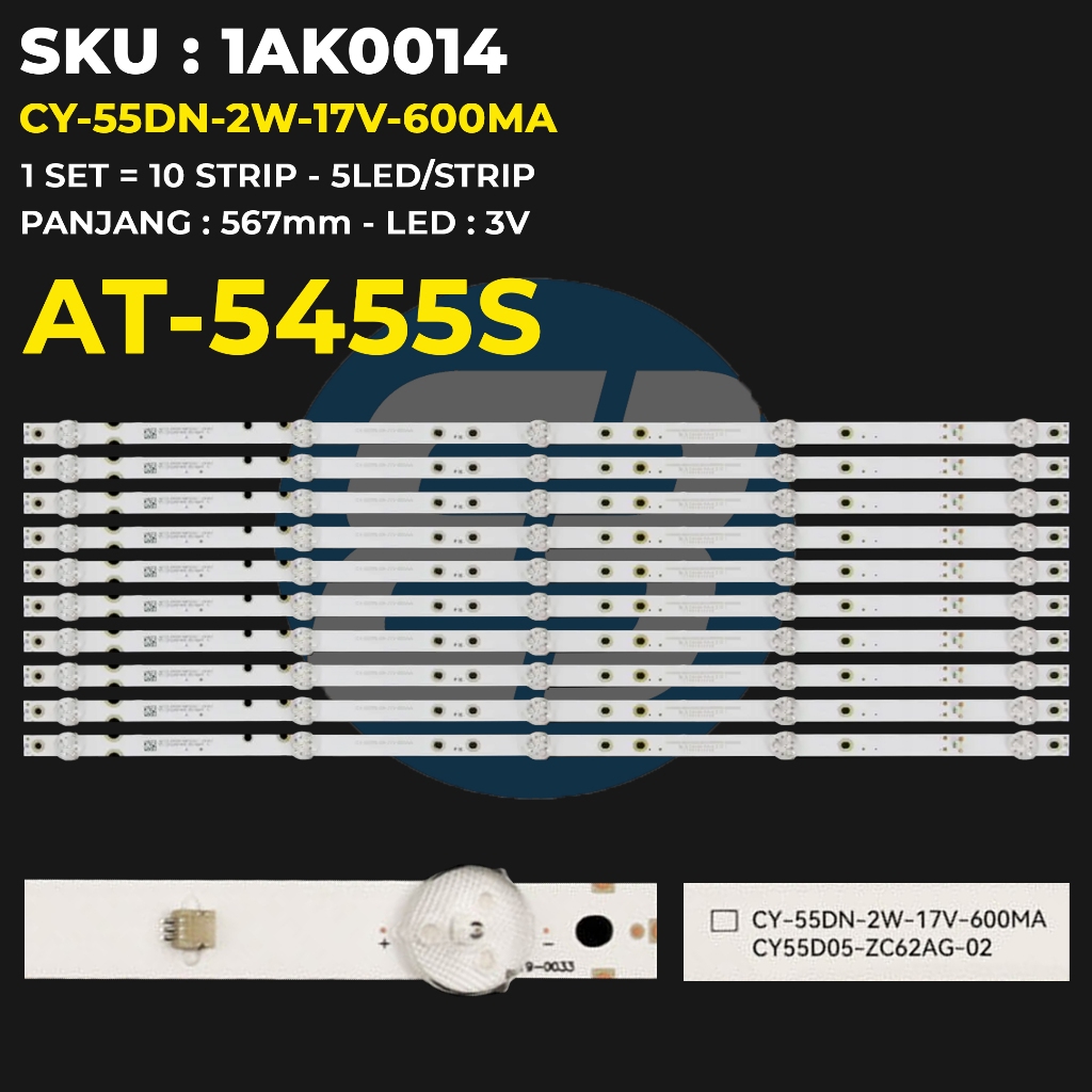 Backlight TV Akari 55 Inch AT-5455S CY-55DN-2W-17V-600MA