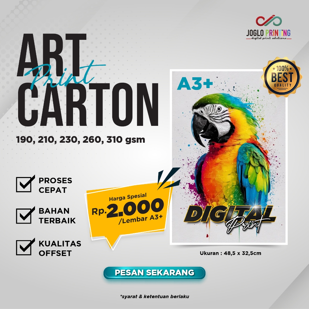 

CETAK ART CARTON A3+ || CETAK POSTER || CETAK UNDANGAN