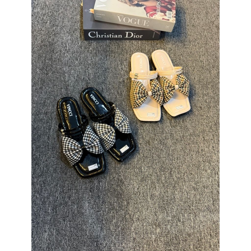 sandal Flat tali bangkok teplek pita motif sandal wanita