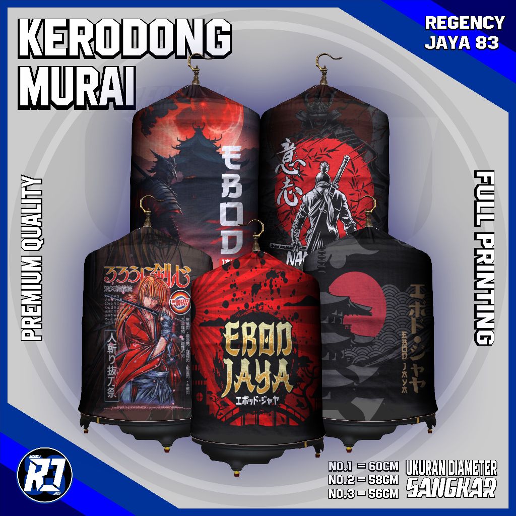 Kerodong Sangkar Murai Batu Ebod Japan/Japanese Full Printing Premium No 1/2/3 - Motif Premium Bahan