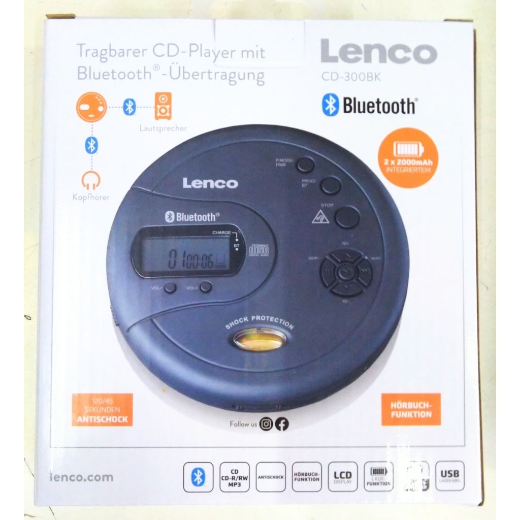 Discman/ Portable Cd Player Lenco CD 300 BK