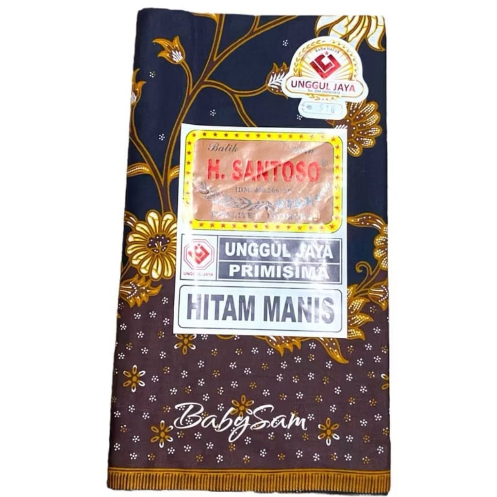 KAIN BATIK KATUN PRIMISIMA PRODUKSI UNGGUL JAYA H SANTOSO MOTIF HITAM MANIS