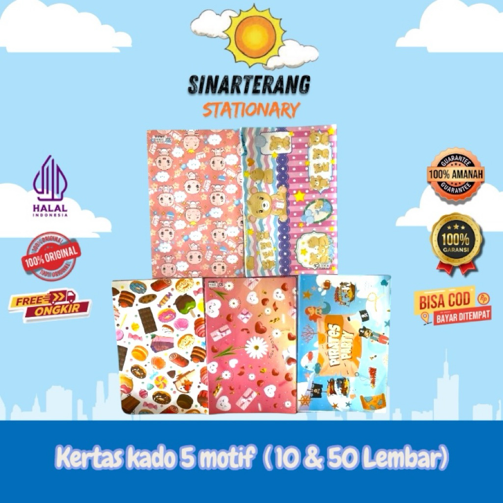 

kertas kado 5 motif 50 Lembar