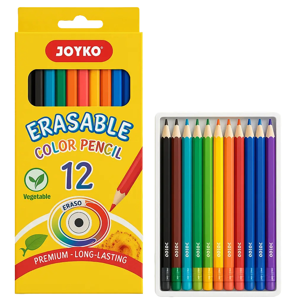 

Pensil Warna Joyko Isi 12 Premium Bisa Dihapus Erasable Pencil Color 12 Panjang