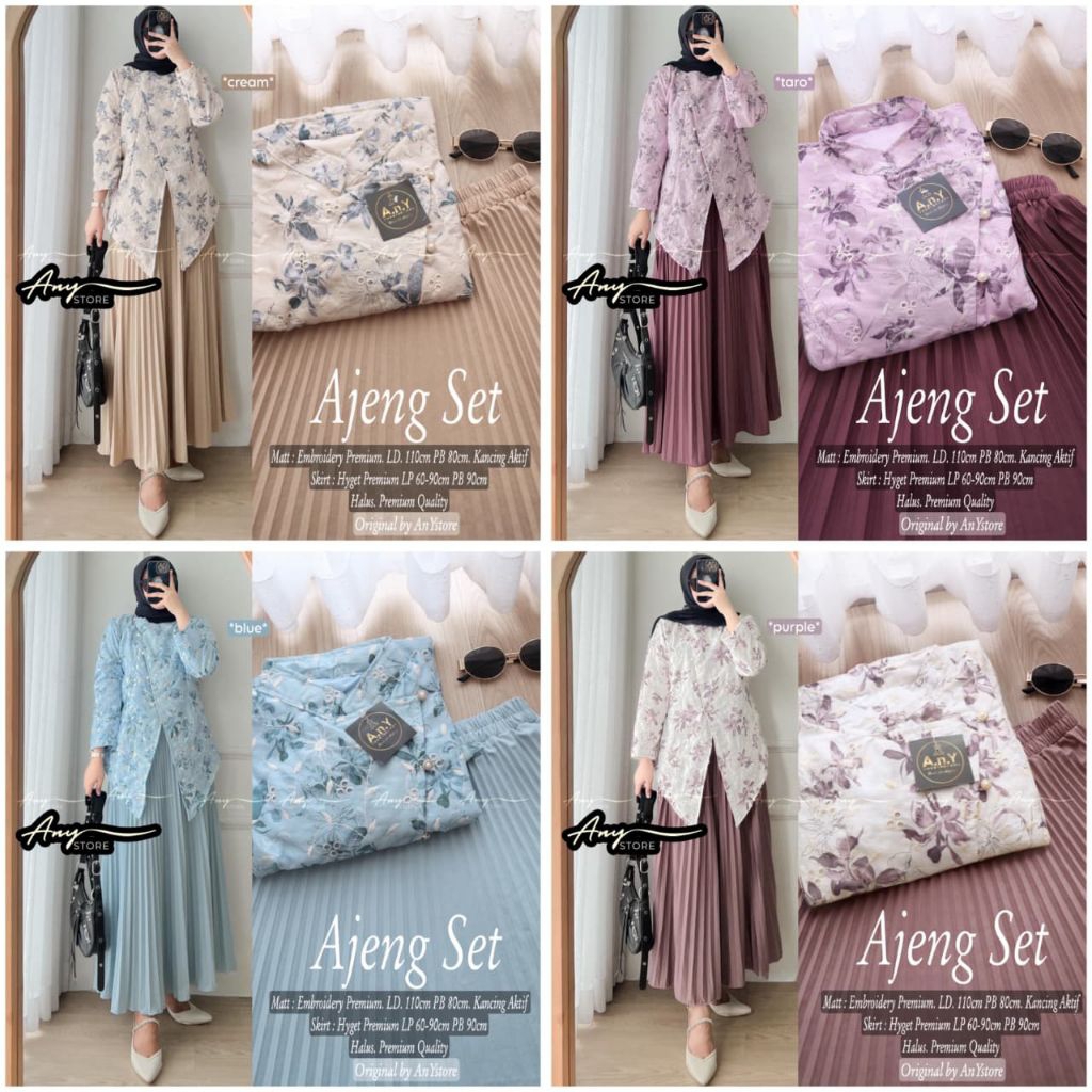 Ajeng Setelan Wanita Oneset Set Wanita Setelan Rok Wanita Motif Original A. N. Y