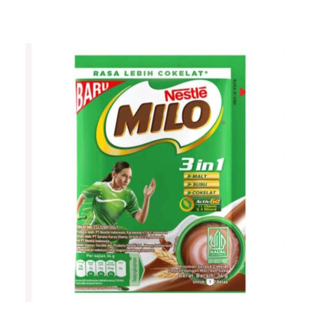 

NESTLE MILO 3 IN 1 ACTIVE- GO 1 RENCENG ISI 10×34 GRAM
