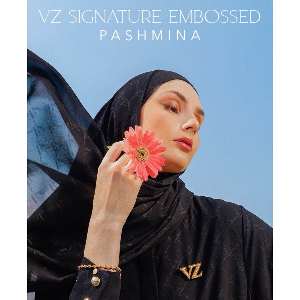 VIVI ZUBEDI VZ MONOGRAM SCARF JILBAB BLACK OMBRE READY BALIKPAPAN SIAP KIRIM NEW BUKAN SECOND PRELOV