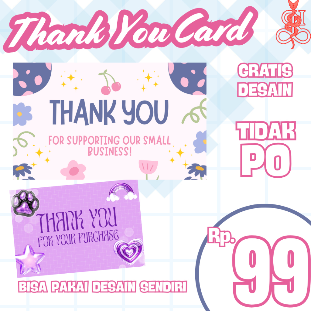 Thank You Card Custom | Kartu Ucapan | Kartu Souvenir | Kartu Aesthetic - Indrynity