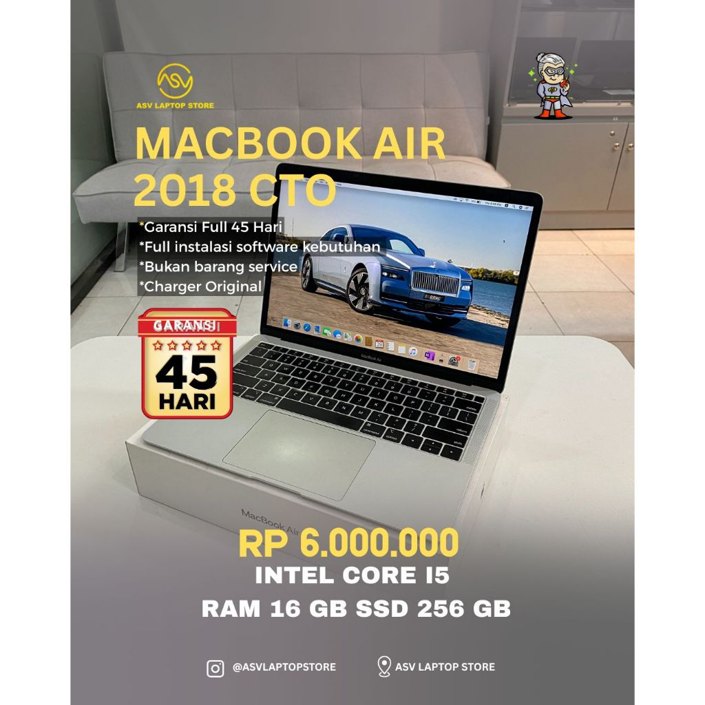 MACBOOK AIR 2018 13 INCH CTO RAM 16GB SSD 256GB LAPTOP APPLE NOT M1 2019 2020