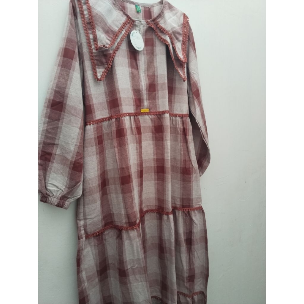 gamis triset bahan katun adem