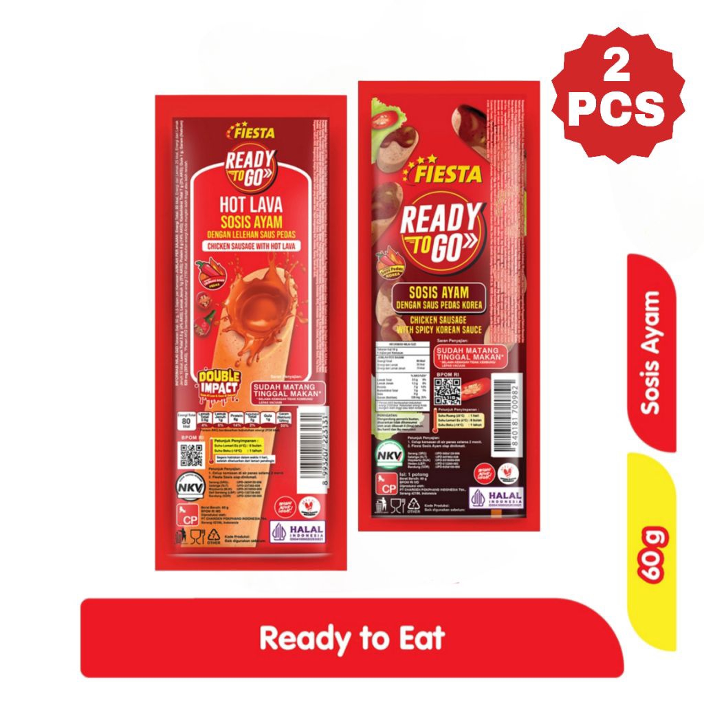

Fiesta Ready To Go Sosis Siap Makan Spicy Hot Lava Korean Sauce Isi 2 Pcs